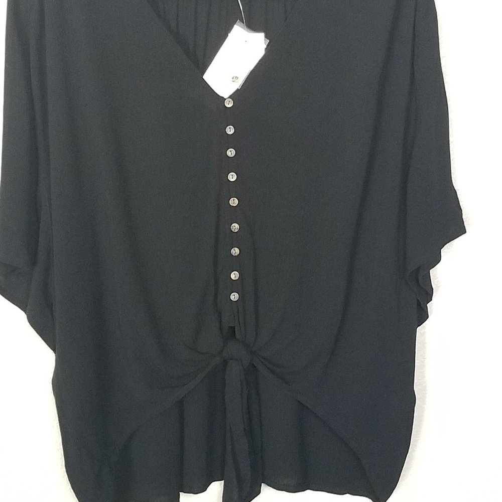 Ultra Flirt Juniors Button Up Tie Front Top XL - Picture 6 of 7